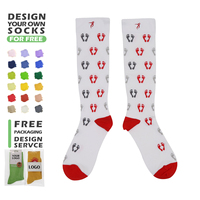 Chaussettes de compression personnalisées avec logo, chaussettes athlétiques en nylon/coton, chaussettes à séchage rapide, chaussettes de compression hautes jusqu'au genou