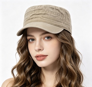 Casquette en coton lavé style coréen vintage, personnalisable avec logo, casquette plate rétro unisexe réglable pour le streetwear – Vente en gros - Product Image 3