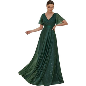 V-Neck Long Chiffon Bridesmaid Dress A-Line Plus Size Purple Evening Gown - Product Image 4