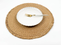 Sets de table en papier tissé bohème, bleu marine, beige, marron, motif spirale, résistants à la chaleur, antidérapants, lavables, écologiques, pour la décoration de la table