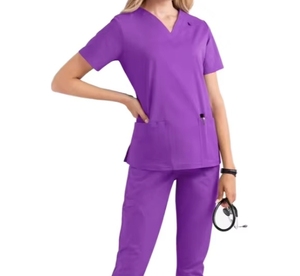 Blusa Médica para Mujer con Cuello Mandarín, 2 Bolsillos, Antiencogimiento, Elástica en 4 Direcciones, Ropa de Trabajo para Doctoras y Enfermeras - Product Image 1