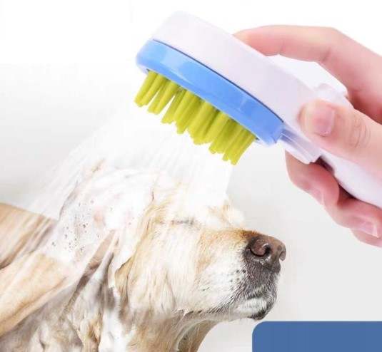 Pet Massage Bath Shower Nozzle – Dog & Cat Grooming Brush with Water Sprayer