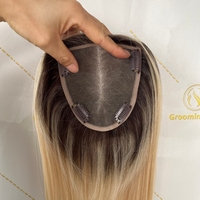 Topper de cheveux chinois Remy pour femmes, cuticules alignées, couleur droite n°3, toupet avec base en filet et clips, prix de gros