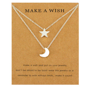 Il cuore con strass di cristallo rende una carta dei desideri la migliore amica delle donne corona luna stelle gioielli collana a catena - Product Image 4