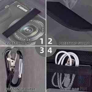 Étui pour appareil photo en matériau EVA rigide et étanche pour Canon G7x Mark II/G7x Mark III avec sac en filet pour ranger les câbles de données (noir) - Product Image 3