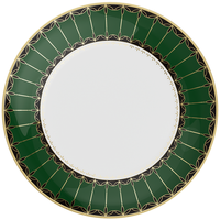 Assiette de table ronde en porcelaine fine vert foncé et or, style vintage de luxe, pour hôtels et restaurants, vente en gros
