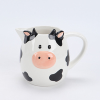 Adorable pot de rangement en céramique en forme de vache avec des taches noires et un nez rose pour ranger des biscuits, des bonbons ou de petits articles de cuisine