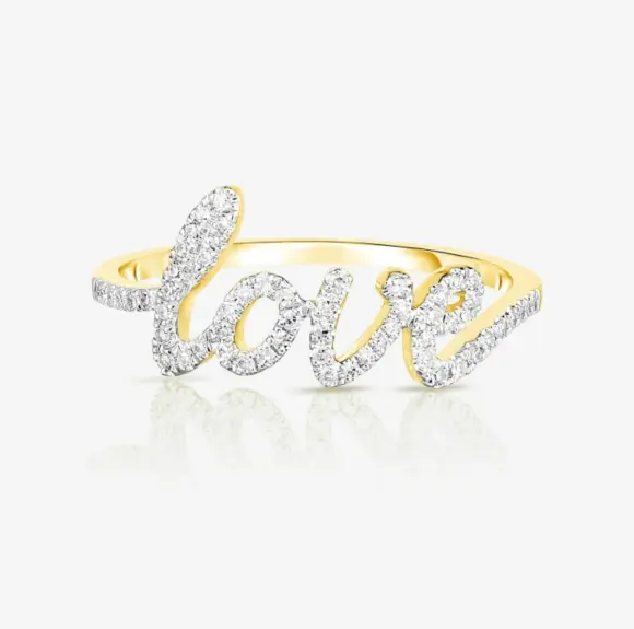 Großhandel OEM ODM White Diamond CZ Best Sales Trendy Liebesbrief Versprechen 925 Sterling Silber Ringe für Mädchen