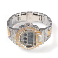 Montre LED numérique étanche pour enfants, montre personnalisée plaquée or 18 carats, montre de jour glacée, montres hip hop de luxe avec diamants