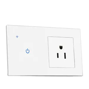 US Standard Type 146 Panneau de verre blanc intelligent WIFI 1 gang 1 voie interrupteur 3 broches prise vocale interrupteur de synchronisation à distance