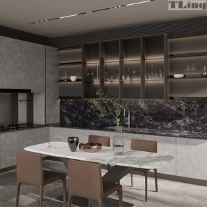 Tủ bếp công nghệ tiên tiến với ánh sáng sang trọng và rực rỡ bao gồm phụ kiện vòi bản lề bồn rửa - Product Image 1