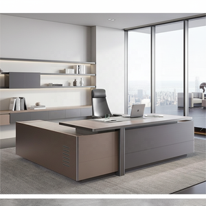 Bureau de direction moderne, ergonomique et durable, ensemble complet, serrure à code, bordure en alliage d'aluminium, gestion dédiée des câbles, PDG - Product Image 4