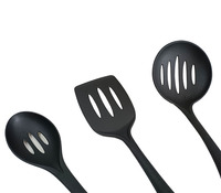 Ensemble d'ustensiles de cuisine en plastique bon marché avec manche en PP noir de qualité alimentaire 2026