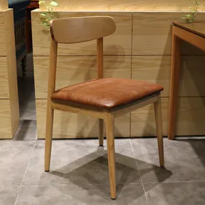 Großhandel Nordic Style Möbel Esszimmer Sets Holz Kaffee Stuhl mit Leder kissen