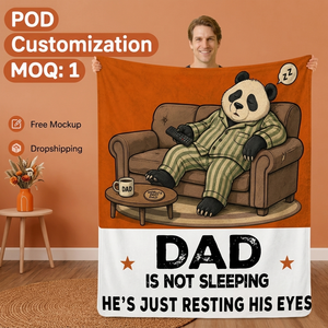 Couverture en flanelle personnalisée amusante avec motif panda 280GSM pour <span class=keywords><strong>papa</strong></span>, mari, couverture douce et chaude personnalisée POD, cadeau pour la fête des pères, anniversaire - Product Image 1