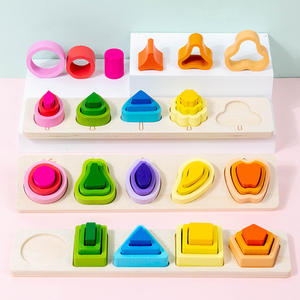 Bentuk geometris blok yang cocok Montessori kayu menyortir dan susun mainan untuk balita 3-10 tahun bentuk menyortir - Product Image 4