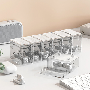 Transparent <b>Cable</b> Storage Box Rectangle With Detachable Lid Desktop Organizer For <b>Charging</b> <b>Cables</b> Foldable Design - Product Image 1