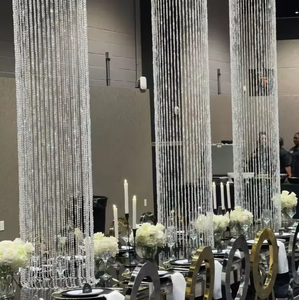 Rèm pha lê cổ điển sang trọng, dài 9ft, trang trí hạt cườm, có vòng kim loại bạc và dây treo, dùng cho đám cưới - Product Image 5