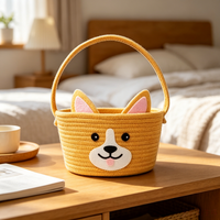 Panier de rangement multifonctionnel en coton tressé motif ours mignon, écologique, moderne et simple, idéal pour le salon ou comme panier cadeau