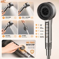 Pommeau de Douche Haute Pression Filtrant Portable avec 5 Modes de Jet, Arrêt d'Eau à Touche Unique, en ABS pour Usage Domestique