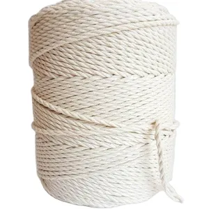 Corda de macrame trançada de algodão, 4 fios, alta qualidade, atacado, para embalagem
