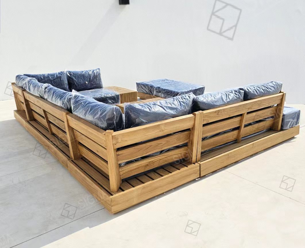 Outdoor Furniture Set Garden Sofa Set Teak Wood Lounge Chair Luxury Dining Table Chaise Wood Furniture Teak Table Kids Beds