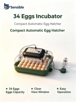 Incubateur automatique pour 34 œufs, couveuse compacte pour poulets, pigeons, cailles, canards, oiseaux, avec fenêtre de visualisation transparente
