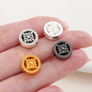 Perles entretoises rondes en alliage plaqué pour la fabrication de bracelets, accessoires de bijoux DIY 8mm AC4728 - Product Image 3