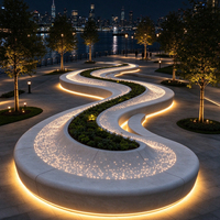 Banc en résine de béton transparente UHPC, ciment lumineux GRC, siège de piscine en forme d'arc, éclairage nocturne en pierre Tyco