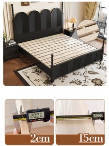 Mid Century Modern Bedroom Storage <strong>Bed</strong> with Rattan Details | Vintage Rattan Four Poster Storage <strong>Bed</strong> Dark Solid Wood Platform <strong>Bed</strong> - Product Image 2