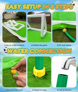 Alberca de Agua con Aspersores Temática de Fútbol de 118 Pulgadas con Porterías para Niños, Juegos Acuáticos de Verano para el Patio Trasero - Product Image 5