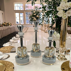 Elegant <strong>Silver</strong> Metal <strong>Candlestick</strong> with Crystal Holder Wedding Table Centerpiece and Home Decoration for Easter - Product Image 5