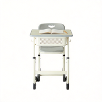 Ensemble table et chaise d'étude pour enfants avec panier de rangement et crochet pour bouteille d'eau, hauteur réglable, bords arrondis, mobilier enfant