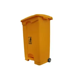 Nhựa màu vàng bước vào thùng rác Nhựa thùng rác tái chế chất thải Thùng rác bánh xe khô và ướt phân loại Thùng rác nhựa có thể
