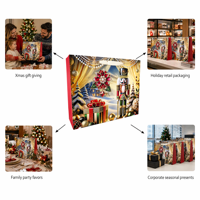 Sacs cadeaux en papier de Noël de luxe CS16, sacs de shopping festifs de Noël avec poignée en ruban pour les cadeaux de vacances
