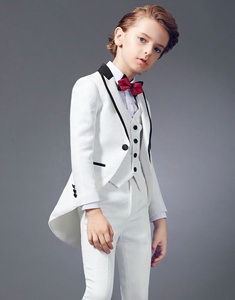 Enfants smoking porter Style moderne Western passerelle <span class=keywords><strong>blanc</strong></span> 5 pièces grand garçon fête de mariage hôte garçon costumes - Product Image 4