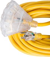 Cable de alimentación transparente de servicio pesado certificado UL Cable de extensión para exteriores de 100 pies 16/3 12/3 Sjeoow 5-15P con conector de 3 grifos 5-15r