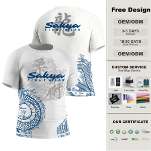 Camiseta de Compresión para Jiu-Jitsu Brasileño (<span class=keywords><strong>BJJ</strong></span>) sin <span class=keywords><strong>Gi</strong></span>, con Banda de Silicona Antideslizante y Protección Solar UPF50+ para Deportes Acuáticos - Product Image 1