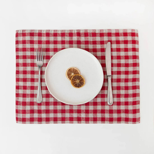 Set de table de Noël en chanvre naturel, motif écossais rouge et blanc, imprimé, pour Noël, fabricant, fournisseur - Product Image 4