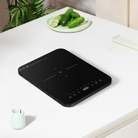 Table de cuisson à induction électrique de 32mm d'épaisseur 2000W à chauffage rapide constant brûleur à induction intelligent à double ventilateur avec minuterie verrouillage enfant