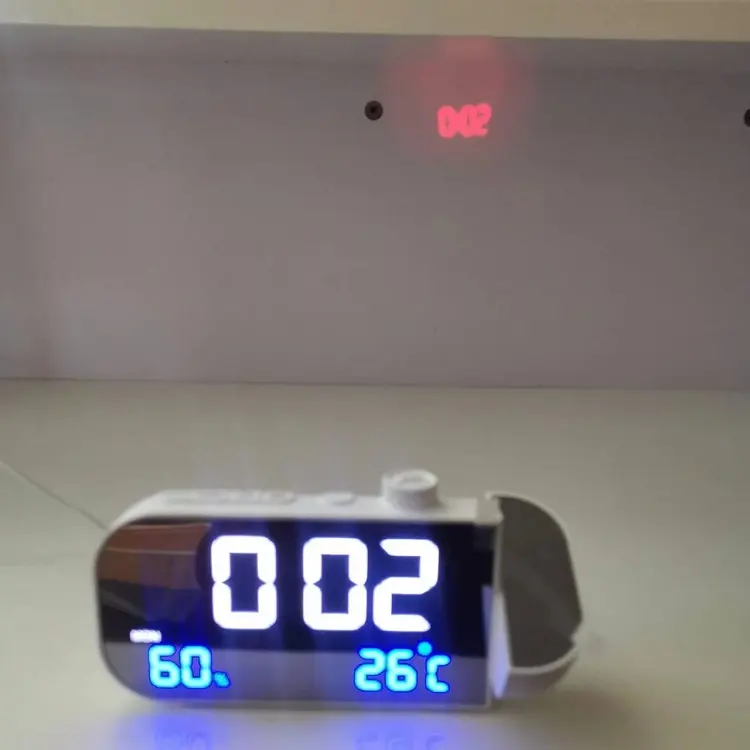 Orologio da tavolo a LED con proiettore orario con radio FM con temperatura e umidità