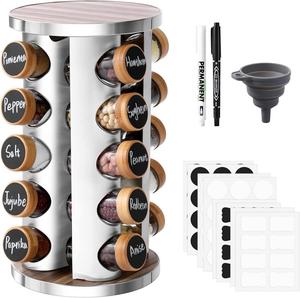 20 Jar Kitchen Organization Rotating Spice Rack Stand Countertop Seasoning Spice Tower Rack Organizer Spice <b>Storage</b> Holder Shelf - Product Image 5