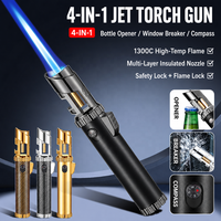 Briquet torche coupe-vent en forme de pistolet, rechargeable par USB-C, au gaz butane, 1300°C, pour barbecue et camping, vente en gros