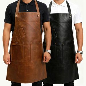 Delantal de Cuero PU Premium al por Mayor, Impermeable, Reutilizable, Resistente al Aceite, para Restaurante, Hotel, Cocina, Chef, Ropa de Trabajo OEM - Product Image 1