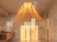 Mini Chauffe-Salle de Bain Halogène Infrarouge 0911mini 1000W Instantané avec Lumière LED 12W et Ventilation 3-en-1 pour Petites Salles de Bain