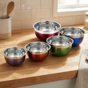 Premium Color Coated Stainless Steel German Bowl Heat Resistant and <b>Stackable</b> for Kitchen Efficiency Available For Sale - Product Image 2