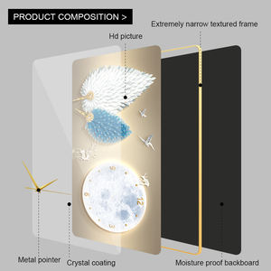 2025 New 60*30cm <strong>Large</strong> <strong>Wall</strong> Art <strong>Wall</strong> <strong>Clock</strong> Feather Crystal Porcelain Still Life Custom Watch for Home Decoration Painting - Product Image 4