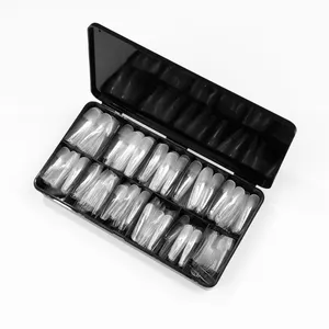 OEM ODM 240PCS 504PCS 600PCS Atacado Claro Não C Curva Média Caixão De Amêndoa Meia Cobertura Completa 12 Tamanhos Soft Gel x Nail Tips