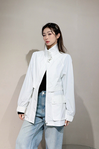 2025 nueva venta al por mayor elegante Casual <span class=keywords><strong>mujer</strong></span> alta calidad a prueba de viento impermeable <span class=keywords><strong>gabardina</strong></span> cremallera rompevientos chaqueta abrigo para - Product Image 2