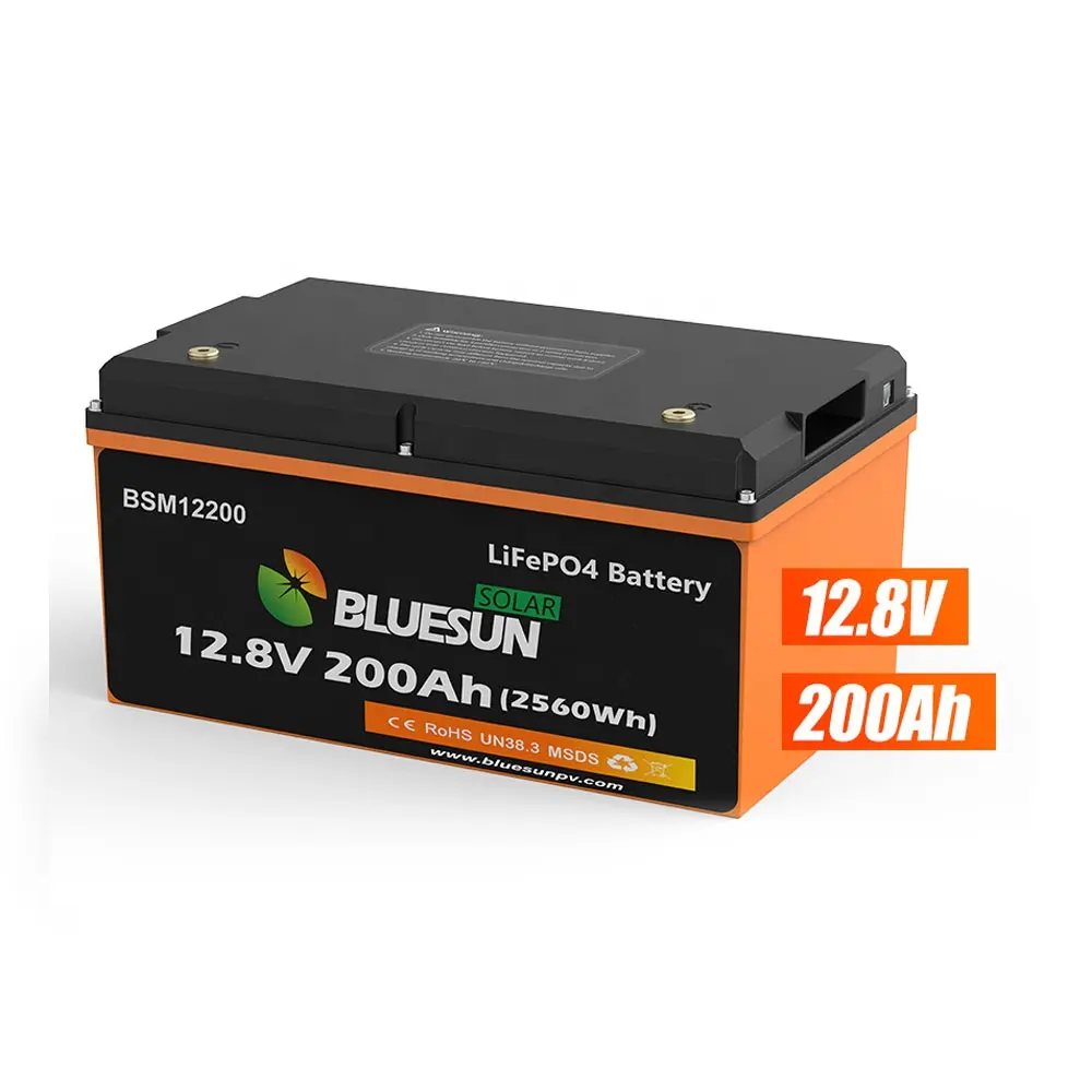 Bluesun新しいリチウム電池12v 120ah 200ahソーラーディープサイクルLifepo412vバッテリーパック